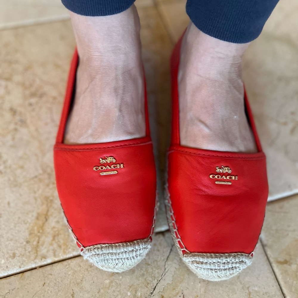 Coach espadrilles women red leather shoes size 8.5